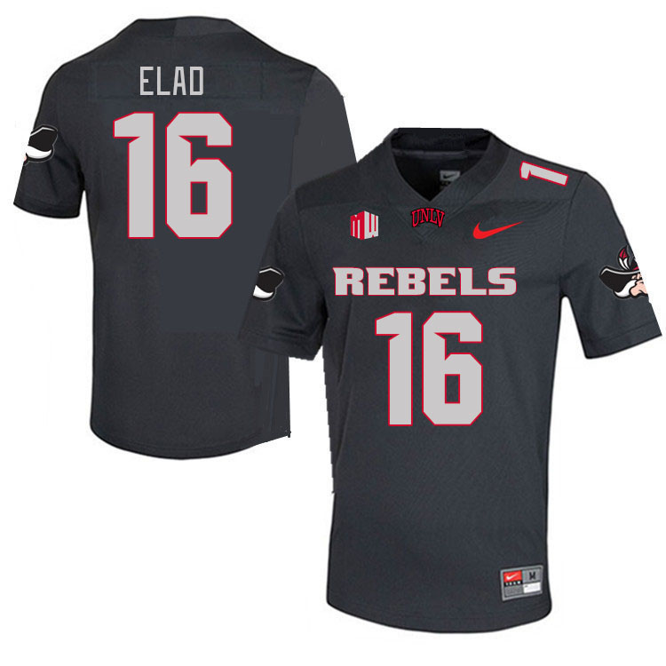 Men #16 Jett Elad UNLV Rebels 2023 College Football Jerseys Stitched-Charcoal - Click Image to Close